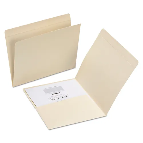 Is there a file folder with an inside pocket that has business card slits?