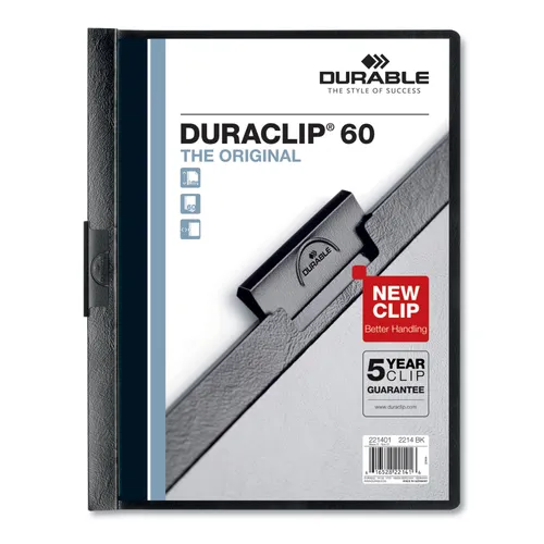 DuraClip Report Cover, Clip Fastener, 8.5 x 11, Clear/Black, 25/Box Questions & Answers