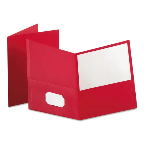 Twin-Pocket Folder, Embossed Leather Grain Paper, 0.5" Capacity, 11 x 8.5, Red, 25/Box Questions & Answers