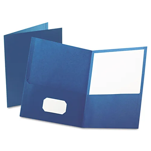 Twin-Pocket Folder, Embossed Leather Grain Paper, 0.5" Capacity, 11 x 8.5, Blue, 25/Box Questions & Answers