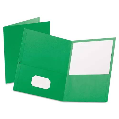 Twin-Pocket Folder, Embossed Leather Grain Paper, 0.5" Capacity, 11 x 8.5, Light Green, 25/Box Questions & Answers