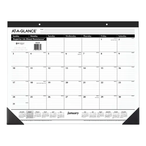 Ruled Desk Pad, 22 x 17, White Sheets, Black Binding, Black Corners, 12-Month (Jan to Dec): 2025 Questions & Answers