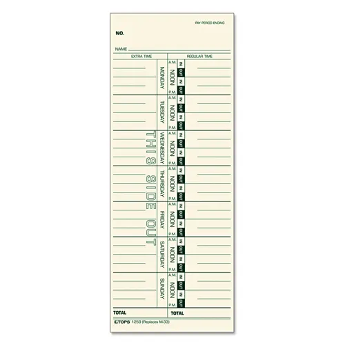 Time Clock Cards, Replacement for M-33, One Side, 3.5 x 9, 500/Box Questions & Answers