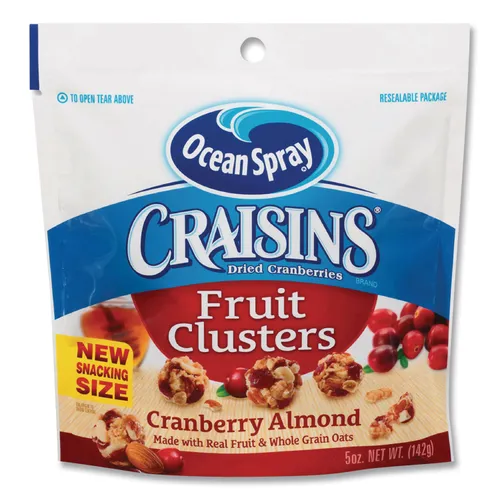 Craisins Fruit Clusters, Cranberry Almond, 5 oz Resealable Bag, 12/Carton Questions & Answers