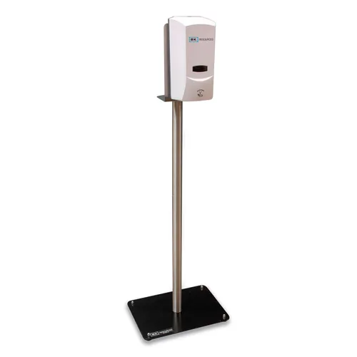 Hand Sanitizer Stand with Hands Free Dispenser, 1,000 mL, 12 x 16 x 51, Silver/White/Black Questions & Answers