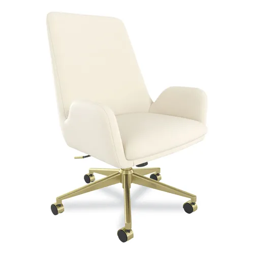 MidMod Fabric Manager Chair, Supports Up to 275 lb, Cream Seat/Back, Gold Base Questions & Answers