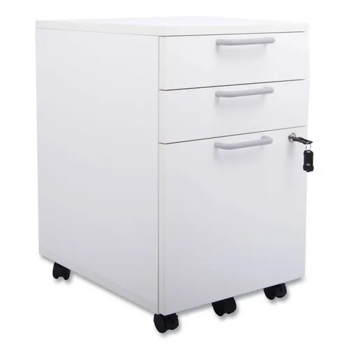 Essentials Mobile Pedestal File, Left or Right, 3-Drawers: Box/Box/File, Legal/Letter, White, 15.6" x 21.3" x 24.3" Questions & Answers