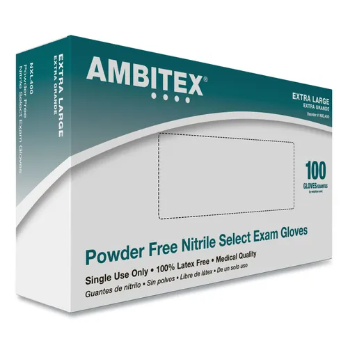 N400 Series Powder-Free Nitrile Gloves, X-Large, Blue, 100/Box Questions & Answers