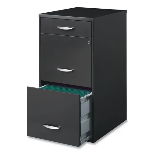 Utility File Cabinet, 3-Drawers: Pencil/File/File, Letter, Charcoal, 14.5" x 18" x 27.13" Questions & Answers