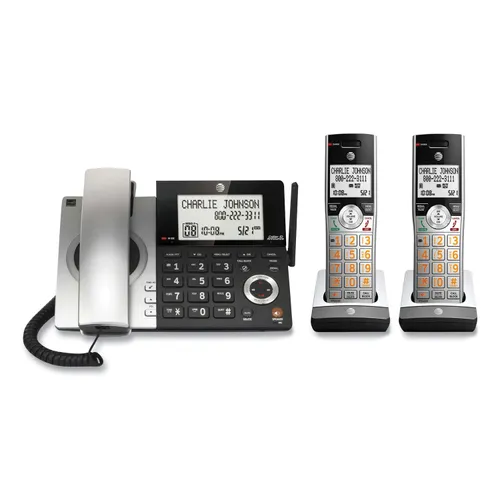 CL84207 Corded/Cordless Phone, Corded Base Station and 2 Additional Handsets, Black/Silver Questions & Answers