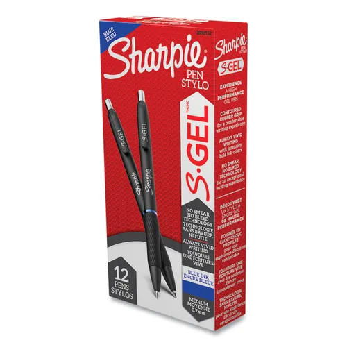 S-Gel High-Performance Gel Pen, Retractable, Medium 0.7 mm, Blue Ink, Black Barrel, Dozen Questions & Answers