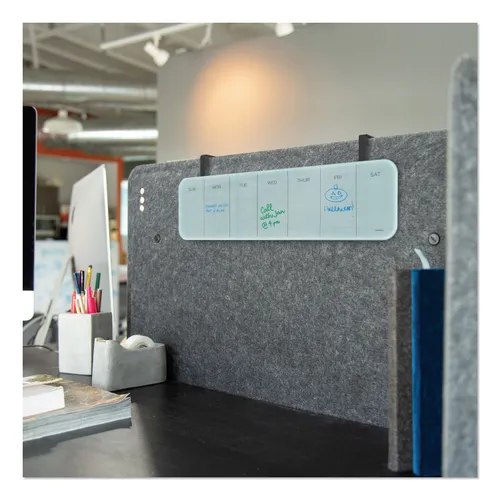 Cubicle Glass Dry Erase Board, Monthly Planning/Scheduling Calendar, 20" x 5.5", White Surface Questions & Answers