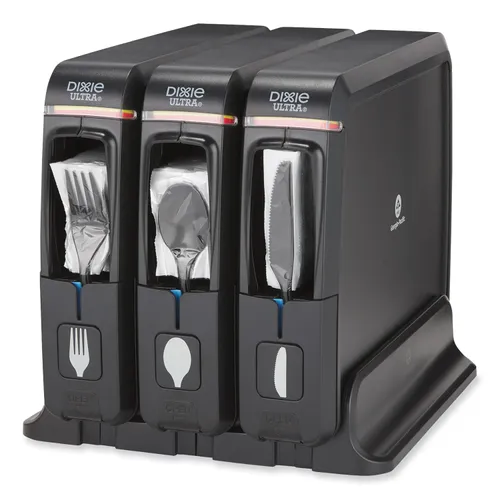 SmartStock Wrapped Cutlery Dispenser, Forks/Knives/Spoons, 12.44 x 11.17 x 10.5, Black Questions & Answers