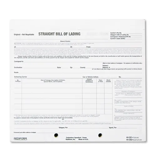 Bill of Lading Short Form, 7 x 8 1/2, Four-Part Carbonless, 250 Forms Questions & Answers