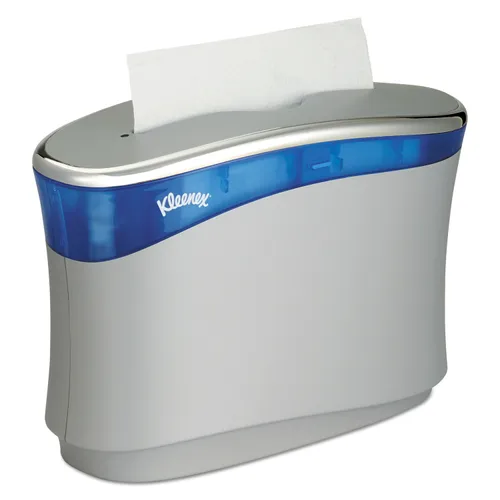 Reveal Countertop Folded Towel Dispenser, 13.3 x 5.2 x 9, Soft Gray/Translucent Blue Questions & Answers