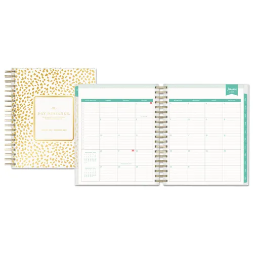 Day Designer Daily/Monthly Planner, 10 x 8, Gold/White, 2019 Questions & Answers