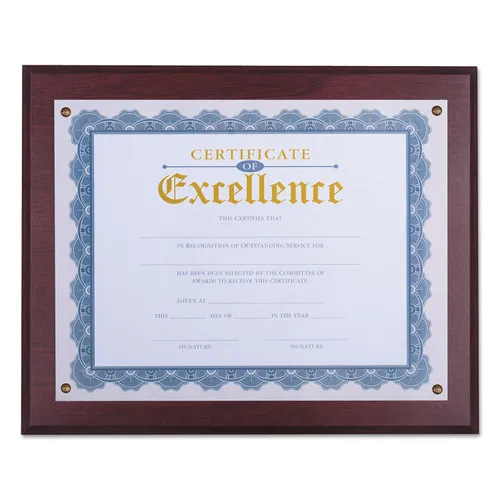 Award Plaque, 13.3 x 11, Mahogany with Mahogany Border Questions & Answers