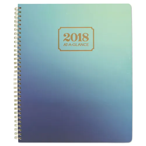 Aurora Day Weekly/Monthly Planners, 8 1/2 x 11, Blue Ombre, 2019, 13-Month Questions & Answers