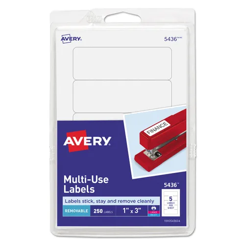 Removable Multi-Use Labels, Inkjet/Laser Printers, 1 x 3, White, 5/Sheet, 50 Sheets/Pack, (5436) Questions & Answers