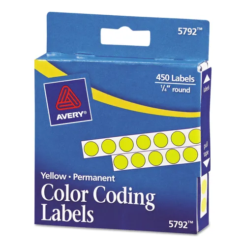 Handwrite-Only Permanent Self-Adhesive Round Color-Coding Labels in Dispensers, 0.25" dia, Yellow, 450/Roll, (5792) Questions & Answers