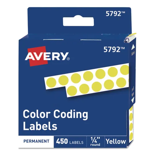 Handwrite-Only Permanent Self-Adhesive Round Color-Coding Labels in Dispensers, 0.25" dia, Yellow, 450/Roll, (5792) Questions & Answers