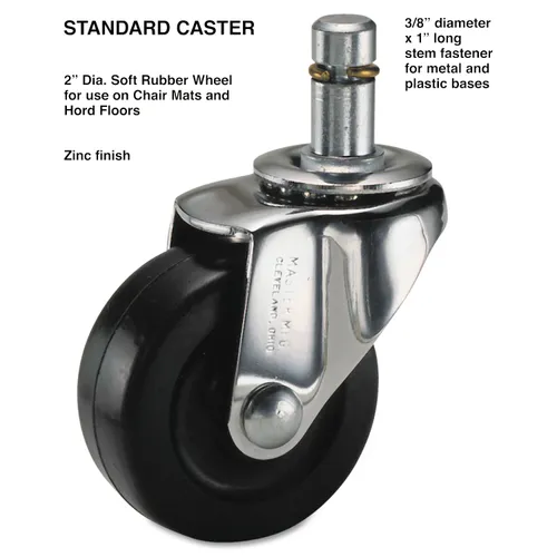 Standard Casters, Grip Ring Type K Stem, 2" Soft Rubber Wheel, Black/Zinc, 4/Set Questions & Answers