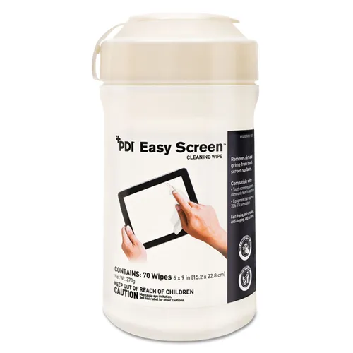 PDI Easy Screen Cleaning Wipes, 9 x 6, White, 70/Canister, 12/Ctn Questions & Answers