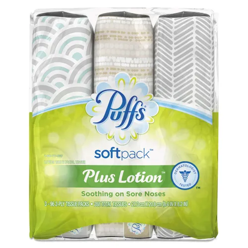 Plus Lotion Facial Tissue, White, 2-Ply, 96/SoftPack, 3 Softpacks/Pack, 3Pk/Ctn Questions & Answers