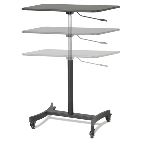 DC500 High Rise Collection Mobile Adjustable Standing Desk, 30.75" x 22" x 29" to 44", Black Questions & Answers