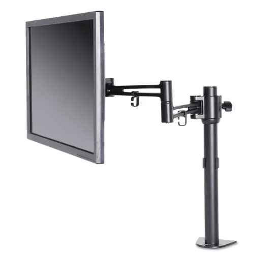 AdaptivErgo Pole-Mounted Single Arm, For 30" Monitors, 360 deg Rotation, 30 deg Tilt, 360 deg Pan, Black, Supports 22 lb Questions & Answers