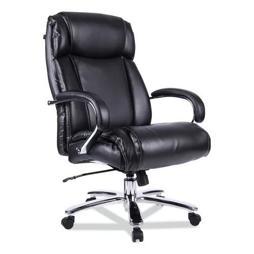 Alera Maxxis Series Big/Tall Bonded Leather Chair, Supports 500 lb, 19.7" to 25" Seat Height, Black Seat/Back, Chrome Base Questions & Answers