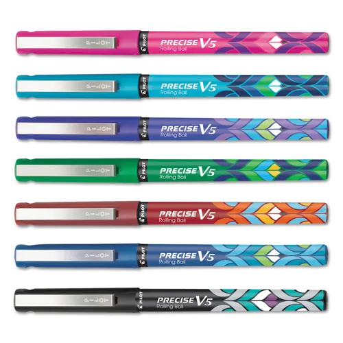 PRECISE V5 DECO COLLECTION STICK ROLLER BALL PEN, 0.5MM, ASSORTED INK/BARREL, 7/SET Questions & Answers