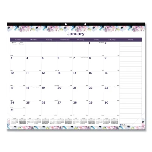 Passion Monthly Deskpad Calendar, Floral Artwork, 22 x 17, White/Multicolor Sheets, Black Binding, 12-Month (Jan-Dec): 2025 Questions & Answers