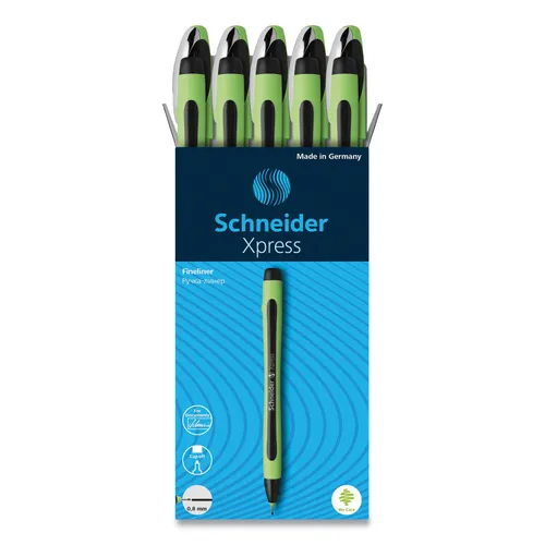 Xpress Fineliner Porous Point Pen, Stick, Medium 0.8 mm, Black Ink, Black/Green Barrel, 10/Box Questions & Answers