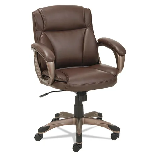 Alera Veon Series Low-Back Bonded Leather Task Chair, Supports 275lb, 19.25" to 23" Seat Height, Brown Seat/Back, Bronze Base Questions & Answers