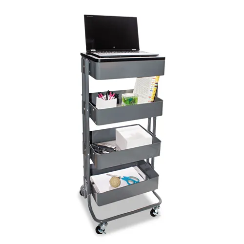 Adjustable Multi-Use Storage Cart and Stand-Up Workstation, 15.25" x 11" x 18.5" to 39", Gray Questions & Answers