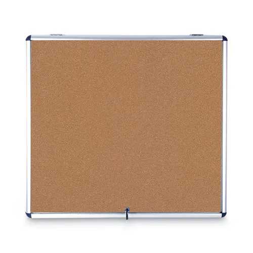 Slim-Line Enclosed Cork Bulletin Board, One Door, 47 x 38, Tan Surface, Aluminum Frame Questions & Answers