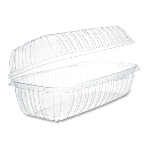 Showtime Clear Hinged Containers, Hoagie Container, 29.9 oz, 5.1 x 9.9 x 3.5, Clear, Plastic, 100/Bag 2 Bags/Carton Questions & Answers