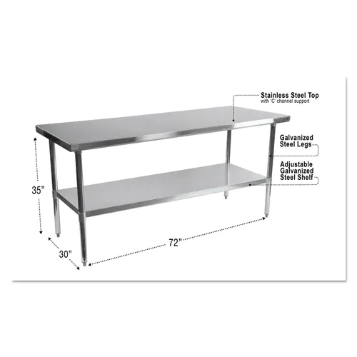 NSF Approved Stainless Steel Foodservice Prep Table, 72 x 30 x 35, Silver Questions & Answers