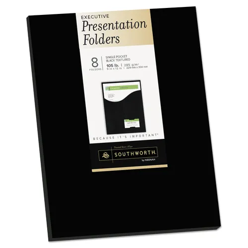 One-Pocket Presentation Folders, 25-Sheet Capacity, 11 x 8.5, Black, 8/Pack Questions & Answers