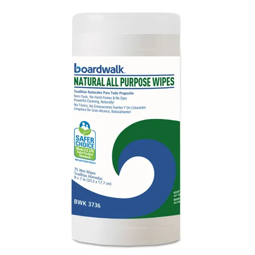 Natural All Purpose Wipes, 7 x 8, Unscented, White, 75 Wipes/Canister, 6 Canisters/Carton Questions & Answers