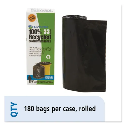 Total Recycled Content Plastic Trash Bags, 33 gal, 1.3 mil, 33" x 40", Brown/Black, 180/Carton Questions & Answers