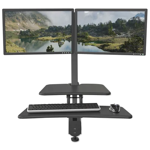 I am 6'6" tall and the top of my work desk is 30.25".  With the BLT90531, at what height would my monitors be at co