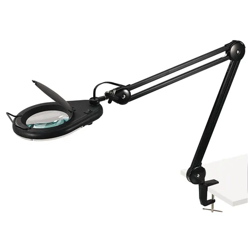 What kind of lens does the Magnifier Clamp on Desk Lamp have?