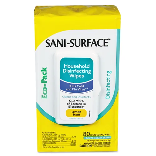 Sani-Cloth Disinfecting Surface Wipes, 10 X 9, Lemon Scent, 80/pack Questions & Answers