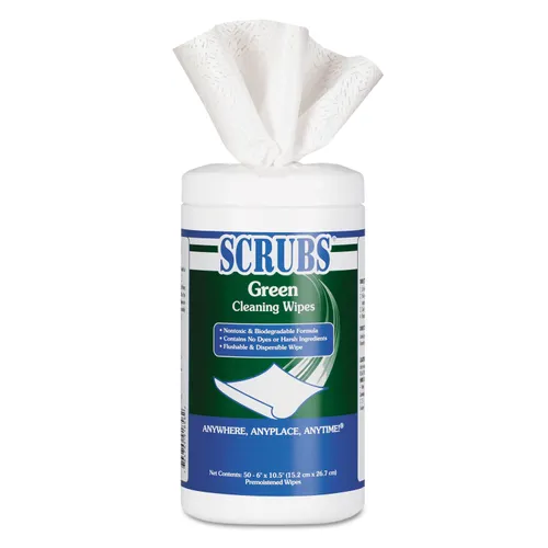 Green Cleaning Wipes, 6 x 10 1/2, 50/Container Questions & Answers