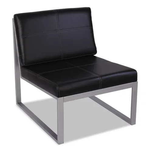 Alera Ispara Series Armless Chair, 26.57" x 30.71" x 31.1", Black Seat, Black Back, Silver Base Questions & Answers