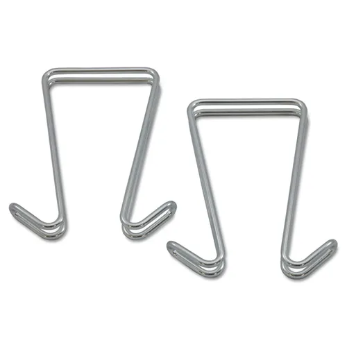 Double Sided Partition Garment Hook, Steel, 0.5 x 3.38 x 4.75, Over-the-Door/Over-the-Panel Mount, Silver, 2/Pack Questions & Answers