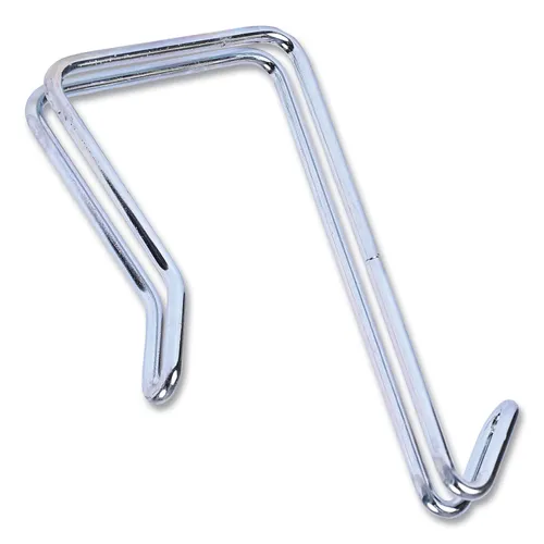 Single Sided Partition Garment Hook, Steel, 0.5 x 3.13 x 4.75, Over-the-Door/Over-the-Panel Mount, Silver, 2/Pack Questions & Answers