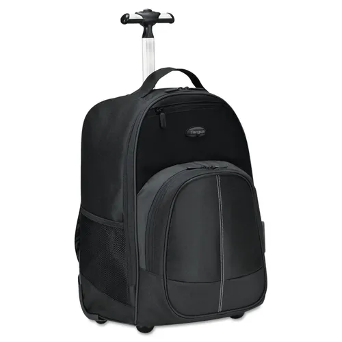 Compact Rolling Backpack, 19 1/3 X 7 1/2 X 13 4/10, Polyester, Black Questions & Answers